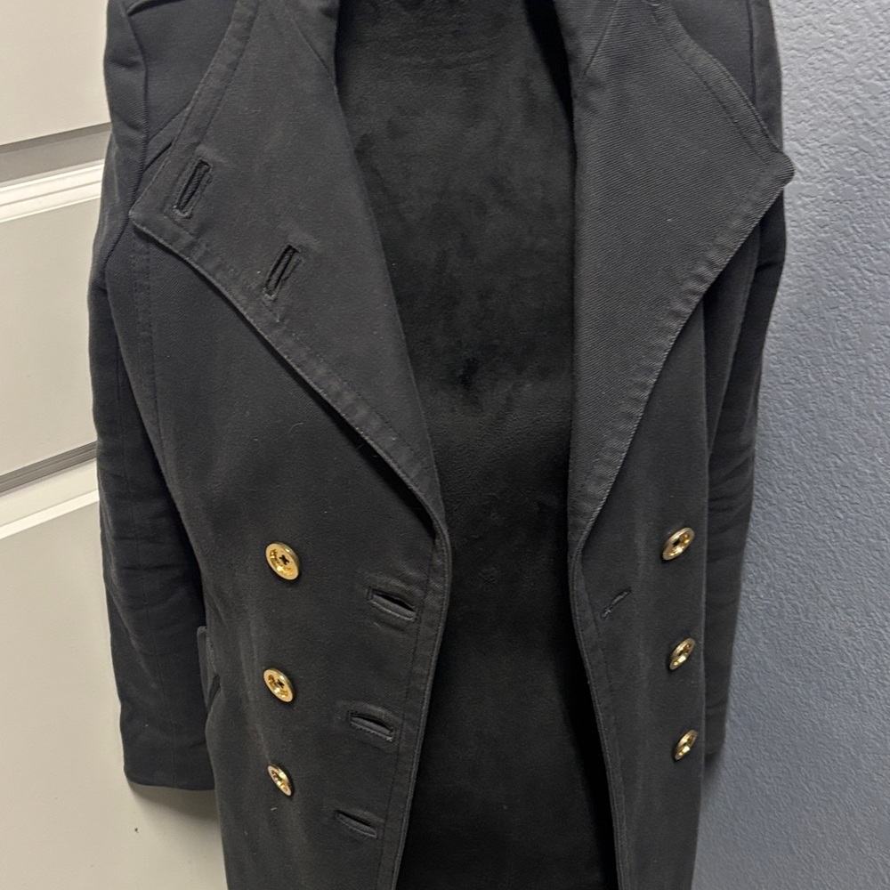Juicy Couture Elegant Black Pea Coat with Gold Accents